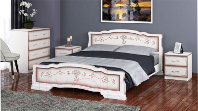 Полуторная кровать Bravo Мебель Карина 6 140x200 (дуб молочный)