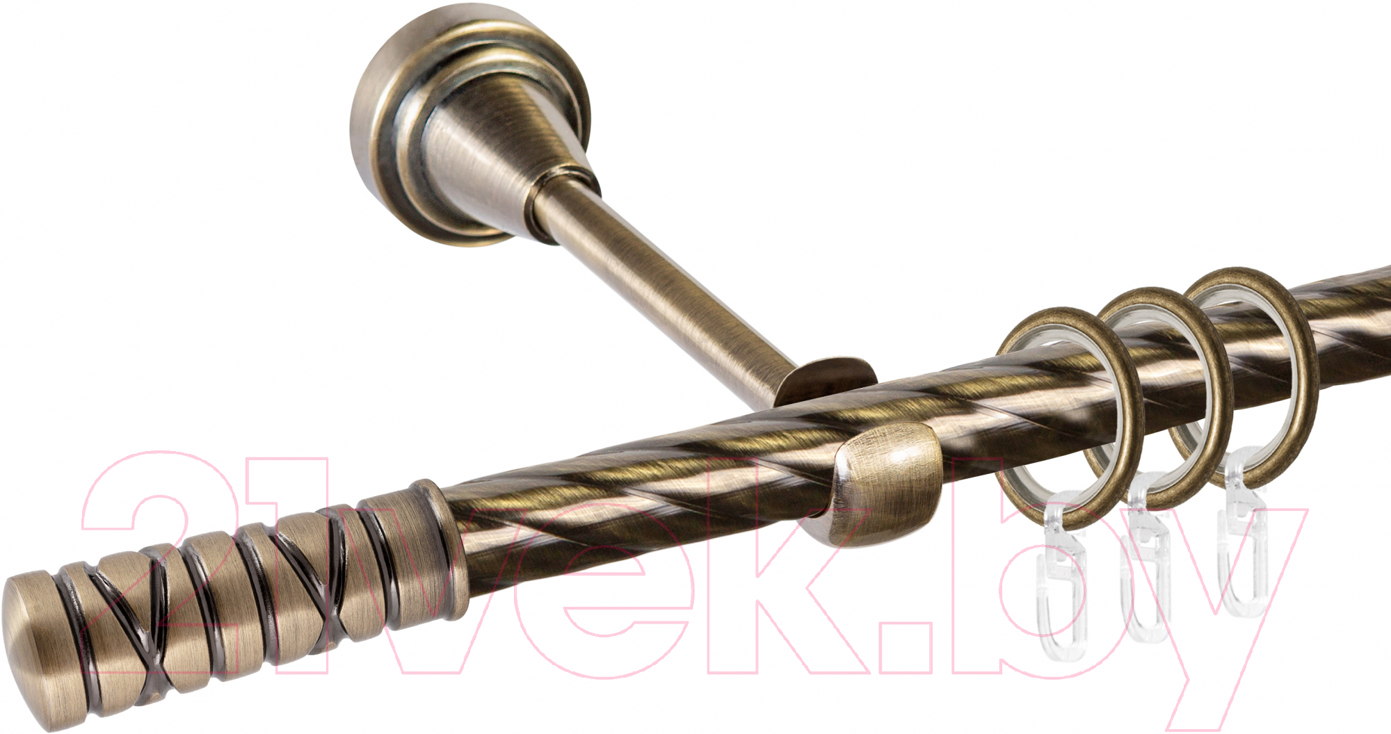 Карниз для штор АС ФОРОС Grace D16K + наконечники Торино (3м, антик)