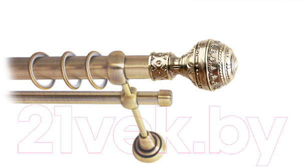 Карниз для штор Lm Decor Ампир 161 2р гладкий 25/16мм (антик, 3.6м)