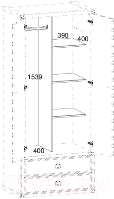 Комплект полок для корпусной мебели Anrex Magellan 2DG2S (дуб саттер)