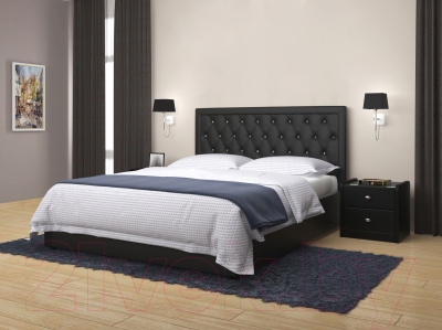 Двуспальная кровать Bravo Мебель Марта с ПМ 160x200 (черный)