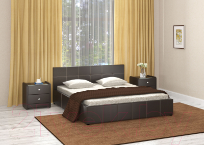 Односпальная кровать Bravo Мебель Герта с ПМ 90x200 (экокожа темно-коричневый)