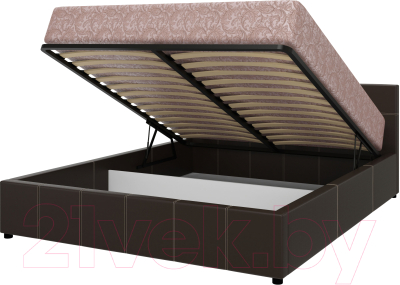 Односпальная кровать Bravo Мебель Герта с ПМ 90x200 (экокожа темно-коричневый)