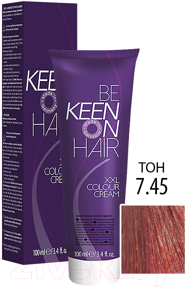 Крем-краска для волос KEEN Colour Cream 7.45 (средне-русый медно-красный) — фото 2