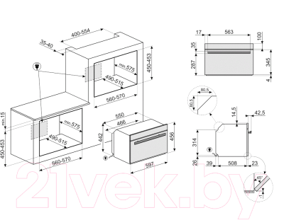 Электрический духовой шкаф Smeg SF4606WVCPNR