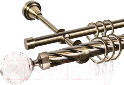 

Карниз для штор АС ФОРОС, Grace D16K/16Г + наконечники Кристалл