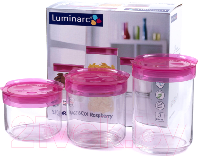 Набор емкостей для хранения Luminarc Storing Box Pink SD326