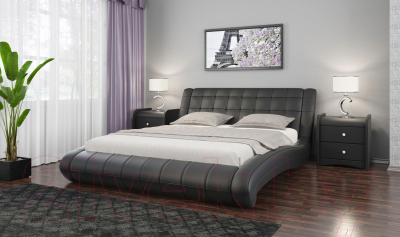 Двуспальная кровать Bravo Мебель Шарлотта с ПМ 180x200 (антрацит)