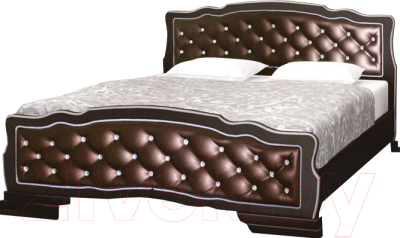 Двуспальная кровать Bravo Мебель Карина 10 160x200 (орех темный/экокожа с бриллиантом)