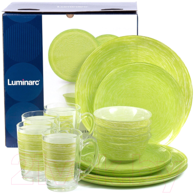 Набор столовой посуды Luminarc Brush Mania Green P3700