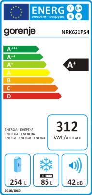 Холодильник с морозильником Gorenje NRK621PS4
