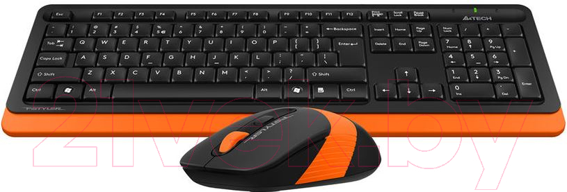 Комплект клавиатура и мышь A4Tech Wireless Desktop Fstyler FG1010 (черный/оранжевый) — фото 3