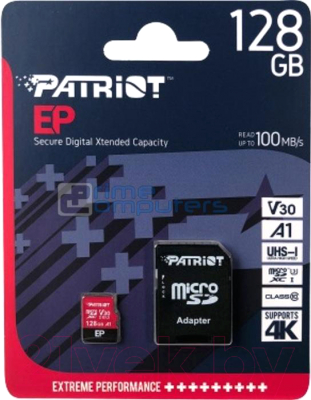 Карта памяти Patriot microSDXC (Class 10) 128Gb + адаптер (PEF128GEP31MCX)