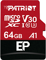Карта памяти Patriot microSDXC EP Series UHS-I U3 V30 A1 64GB (PEF64GEP31MCX) - 