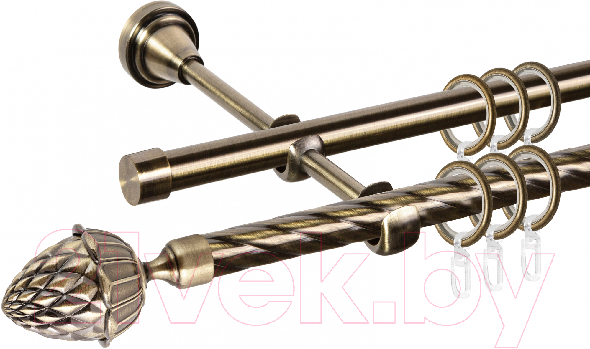 Карниз для штор АС ФОРОС Grace D16K/16Г составной + наконечники Шишка (3м, антик)
