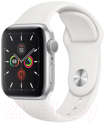 Умные часы Apple Watch Series 5 GPS 40mm / MWV62 (алюминий серебристый/белый)