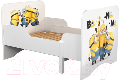 Односпальная кровать детская Polini Kids Fun 3200 Миньоны (желтый)