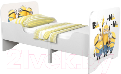 Односпальная кровать детская Polini Kids Fun 3200 Миньоны (желтый)