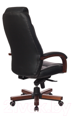Кресло офисное Бюрократ Т-9923 (темный орех/черная кожа)