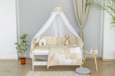 Комплект постельный для малышей Martoo Fence 3 (белый/бежевый)