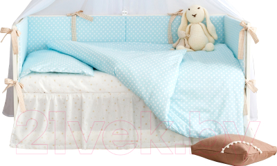 Комплект постельный для малышей Martoo Comfy 6 (голубой/бежевый)