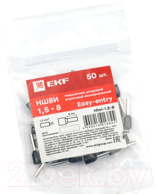 Наконечник-гильза для кабеля EKF PROxima NHVI-1.5-8 (50шт)