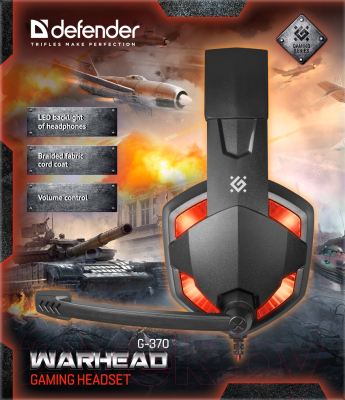 Наушники-гарнитура Defender Warhead G-370 / 64037 (черный/красный)