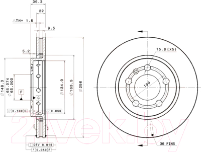 

Тормозной диск Brembo, 09A65211