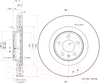 

Тормозной диск Brembo, 09B03911