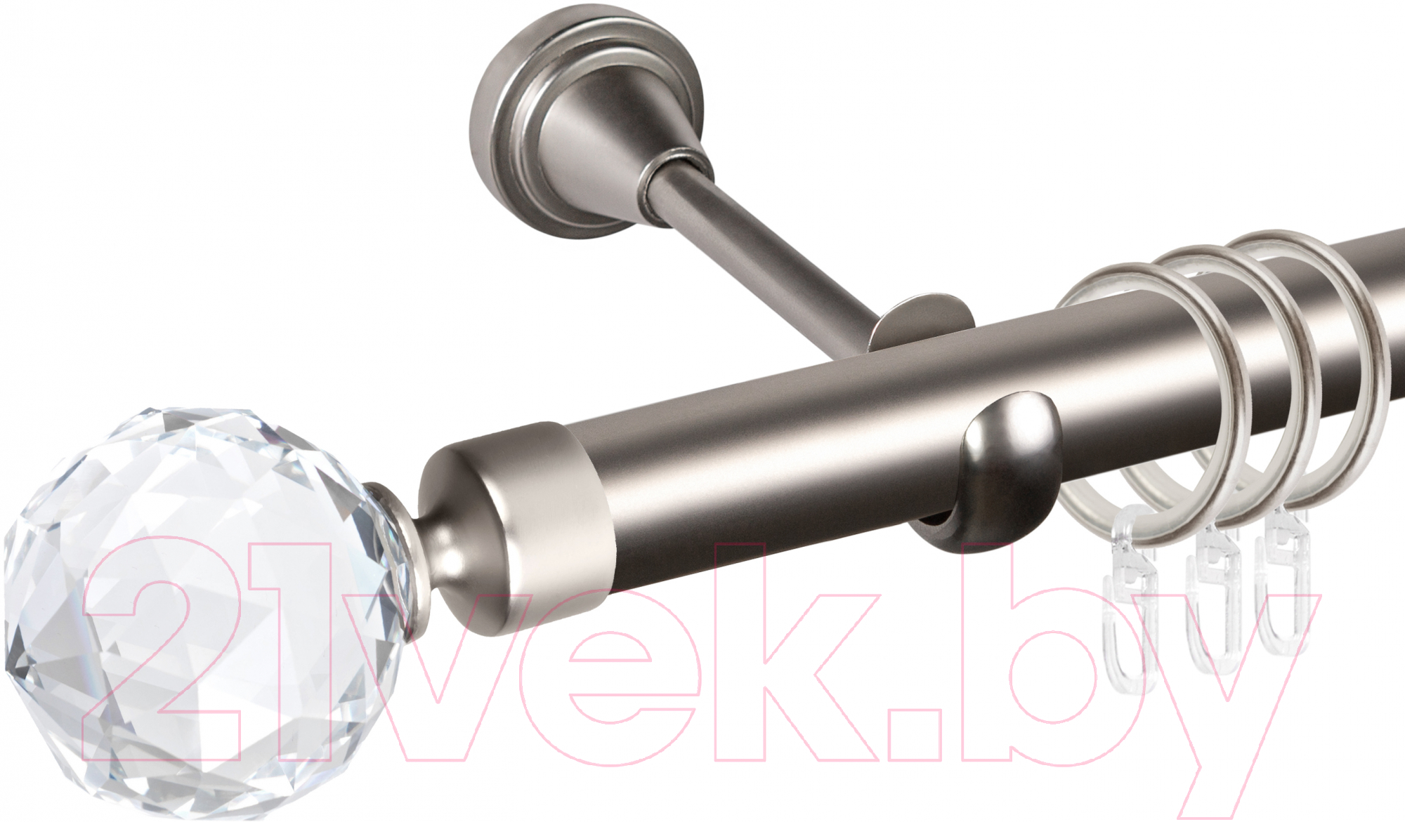 Карниз для штор АС ФОРОС Grace D25Г + наконечники Кристалл (1.4м, сатин)