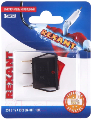 Выключатель клавишный Rexant ON-OFF 06-0301-A (красный)