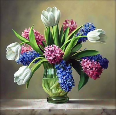 

Набор алмазной вышивки Алмазная живопись, Тюльпаны в вазе / АЖ-1210