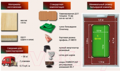 Изображение товара Бильярдный стол РуптуР Сильвер / 252.00.06 (11/7)