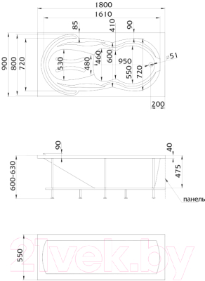 Купить Ванна акриловая 1Марка Taormina 180x90  