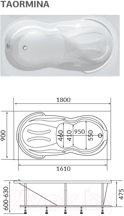 Ванна акриловая 1Марка Taormina 180x90