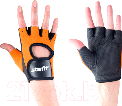 Перчатки для пауэрлифтинга Starfit SU-107 (S, оранжевый/черный)