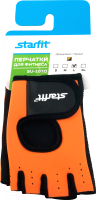 Перчатки для пауэрлифтинга Starfit SU-107 (M, оранжевый/черный)