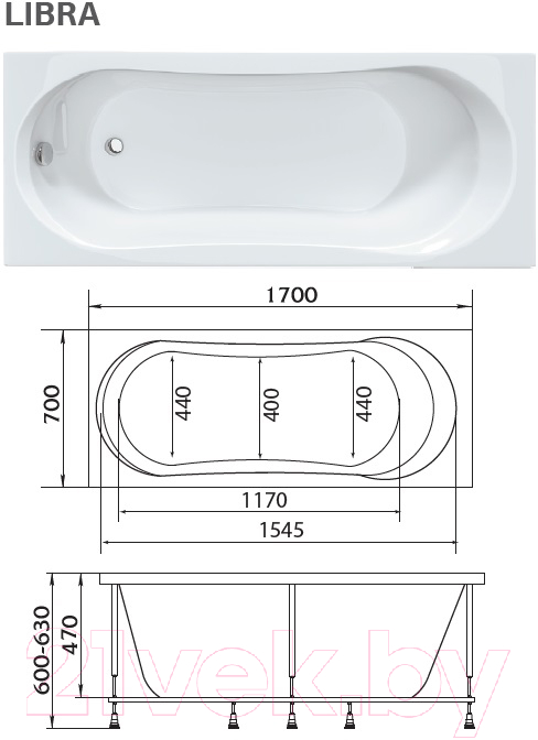 Ванна акриловая 1Марка Libra 170x70