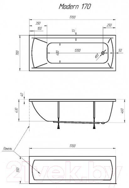 Ванна акриловая 1Марка Modern 170x70