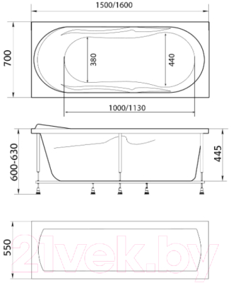 Ванна акриловая 1Марка Vita 160x70