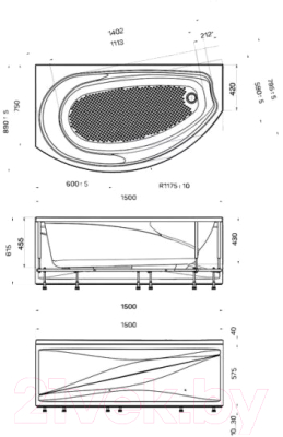 Ванна акриловая 1Марка Дамелия 150x90 L