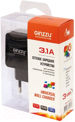 Зарядное устройство сетевое Ginzzu GA-3315UB (черный)