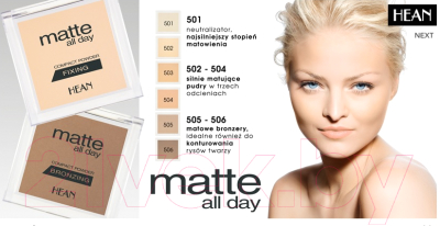 Пудра компактная Hean Matte All Day тон 504