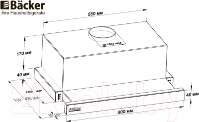 Вытяжка телескопическая Backer TH60CL-15F1K-BG MС