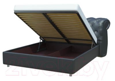 Полуторная кровать Bravo Мебель Эстель с ПМ 140x200 (экокожа черный)