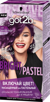 Крем-краска для волос Got2b Bright Pastel тонирующая фиолетовый панк