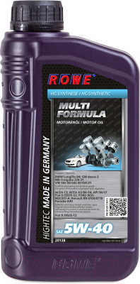 

Моторное масло Rowe, Hightec Multi Formula 5W40 / 20138-0010-03