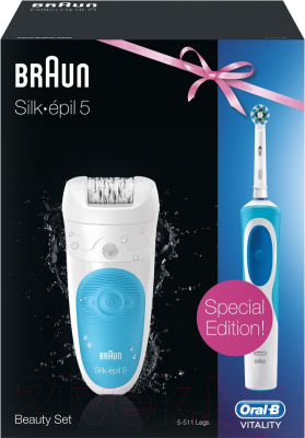 Эпилятор Braun Silk-Epil 5-511 + электрическая зубная щетка Vitality D12