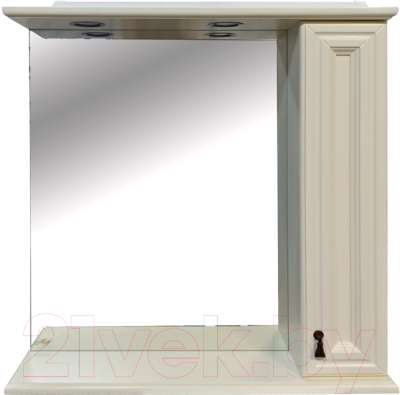 Шкаф с зеркалом для ванной Misty Лувр 85 R / П-Лвр03085-1014П (слоновая кость)