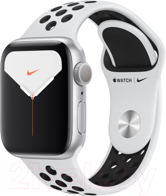 Умные часы Apple Watch Series 5 Nike+ GPS 44mm / MX3V2 (алюминий серебристый/чистая платина, черный)